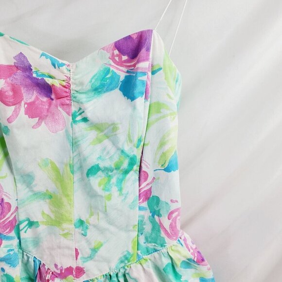 All That Jazz Women's Multicolor Fit & Flare Dress Smocked V-Neck Ruched Size S - Picture 3 of 10